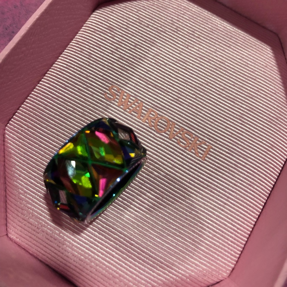 New Swarovski Multi-Color Faceted Crystal Band Ring